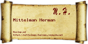 Mittelman Herman névjegykártya